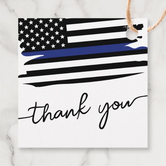Thin Blue Line Flag Police Officer Dank u Bedankjes Labels (Achterkant)