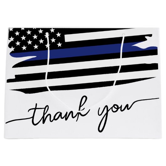 Thin Blue Line Flag Police Officer Dank u Groot Cadeauzakje (Voorkant)