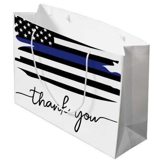 Thin Blue Line Flag Police Officer Dank u Groot Cadeauzakje (Achterkant Gekanteld)