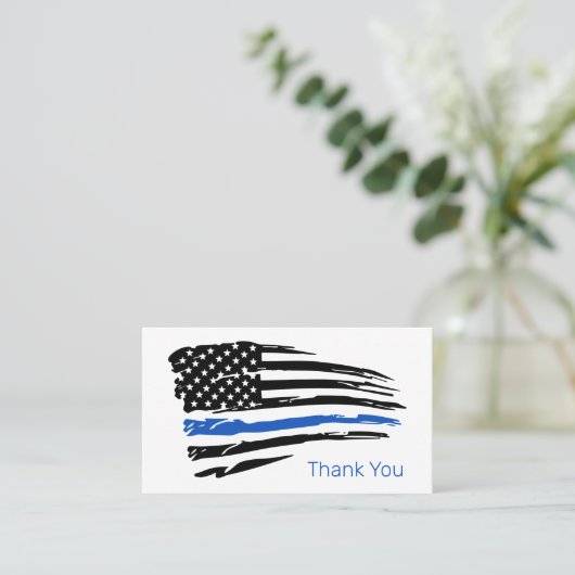 Thin Blue Line Flag Police Officer Dank u Visitekaartje (Staand voorkant)