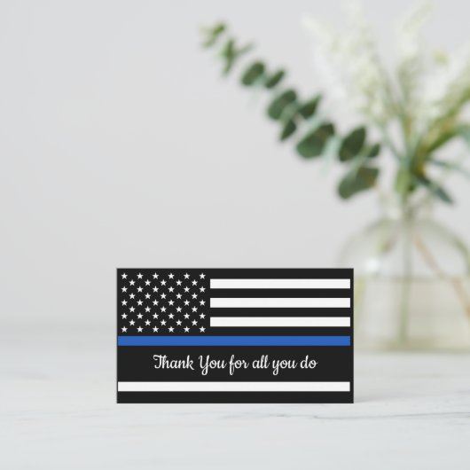 Thin Blue Line Flag Police Officer Dank u Visitekaartje (Staand voorkant)