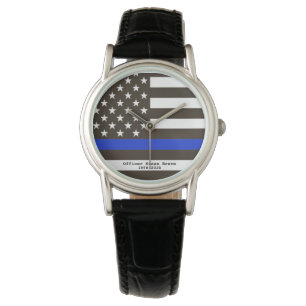 *~* Thin Blue Line Flag Police Officer Woman's Horloge