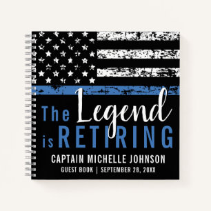 Thin Blue Line Flag Police Retirement Guest Book Notitieboek