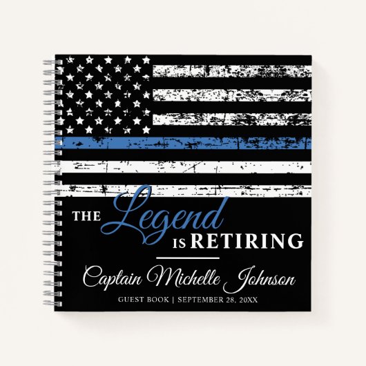 Thin Blue Line Flag Police Retirement Guest Book Notitieboek (Voorkant)