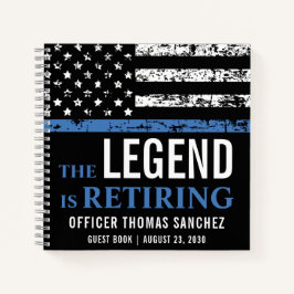 Thin Blue Line Flag Police Retirement Guestbook Notitieboek