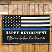 Thin Blue Line Flag Police Retirement Party Banner
