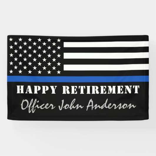Thin Blue Line Flag Police Retirement Party Banner (Horizontaal)