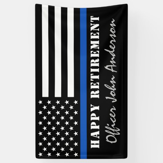 Thin Blue Line Flag Police Retirement Party Banner (Verticaal)