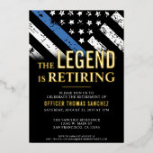 Thin Blue Line Flag Police Retirement Party Folie Uitnodiging (Voorkant)