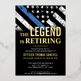 Thin Blue Line Flag Police Retirement Party Folie Uitnodiging