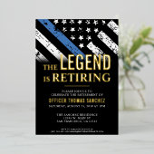 Thin Blue Line Flag Police Retirement Party Folie Uitnodiging (Staand Voorkant)
