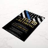 Thin Blue Line Flag Police Retirement Party Folie Uitnodiging (Gedraaid)