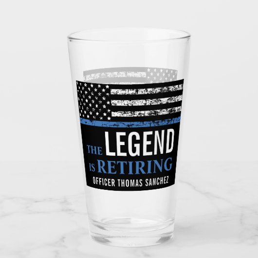 Thin Blue Line Flag Police Retirement Party Glas (Voorkant)