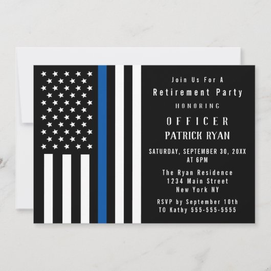 Thin Blue Line Flag Police Retirement Party Kaart (Voorkant)