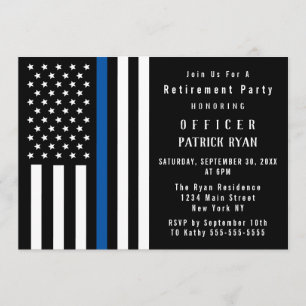 Thin Blue Line Flag Police Retirement Party Kaart