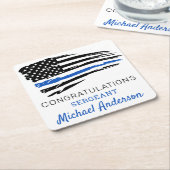 Thin Blue Line Flag Police Retirement Party Kartonnen Onderzetters (Schuin)