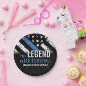 Thin Blue Line Flag Police Retirement Party Papieren Bordje (Feest)