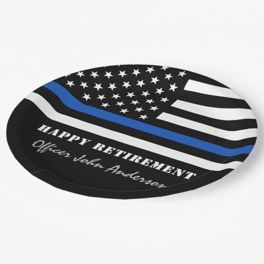 Thin Blue Line Flag Police Retirement Party Papieren Bordje (Gekanteld)