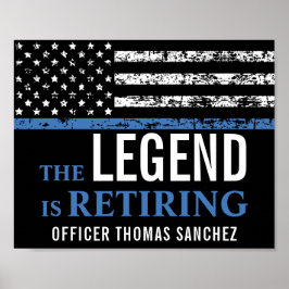 Thin Blue Line Flag Police Retirement Party Poster
