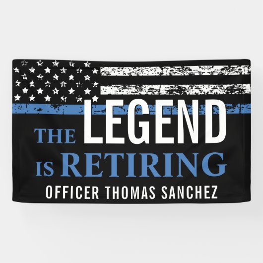 Thin Blue Line Flag Police Retirement Party Spandoek (Horizontaal)