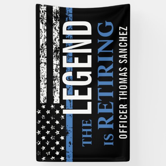 Thin Blue Line Flag Police Retirement Party Spandoek (Verticaal)