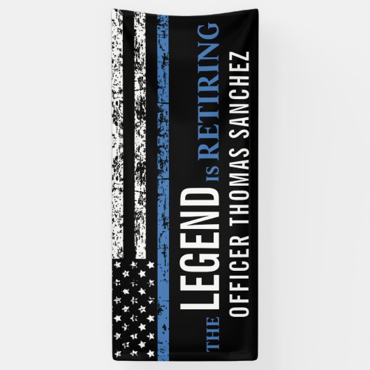 Thin Blue Line Flag Police Retirement Party Spandoek (Verticaal)