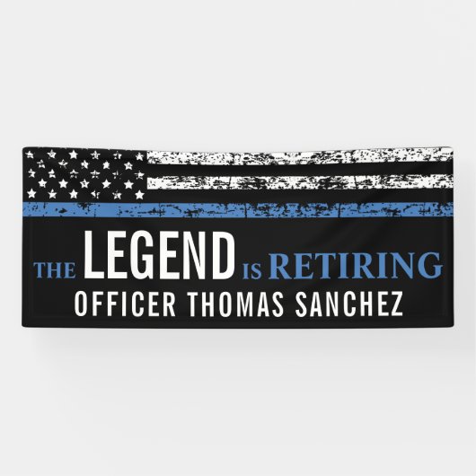 Thin Blue Line Flag Police Retirement Party Spandoek (Horizontaal)