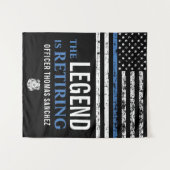 Thin Blue Line Flag Police Retirement Party Wandkleed (Voorkant (horizontaal))