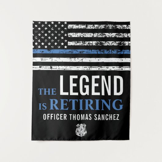 Thin Blue Line Flag Police Retirement Party Wandkleed (Voorkant)