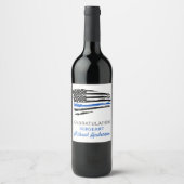 Thin Blue Line Flag Police Retirement Party Wijn Etiket (Voorkant)