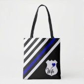 Thin Blue Line Flag Police Wife Badge Tote Bag (Voorkant)