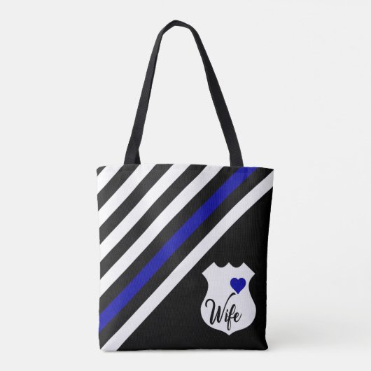 Thin Blue Line Flag Police Wife Badge Tote Bag (Achterkant)