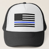 Thin Blue Line Flag Trucker Hat Trucker Pet (Voorkant)
