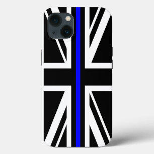 Thin Blue Line Flag united kingdom police cop symb iPhone 13 Hoesje
