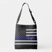 Thin Blue Line Flag Wife Crossbody Tas (Achterkant)