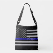 Thin Blue Line Flag Wife Crossbody Tas (Voorkant)