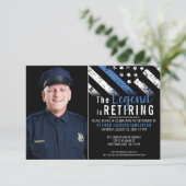 Thin Blue Line Foto Police Retirement Party Kaart (Staand voorkant)