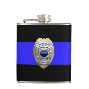 Thin Blue Line Funny Remoe Police Badge Heupfles