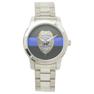 Thin Blue Line Funny Remoe Police Badge Horloge