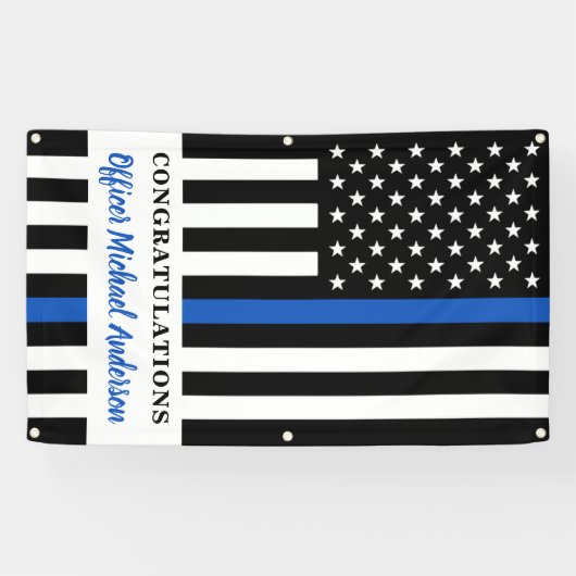 Thin Blue Line Gefeliciteerd politiepartij Spandoek (Horizontaal)