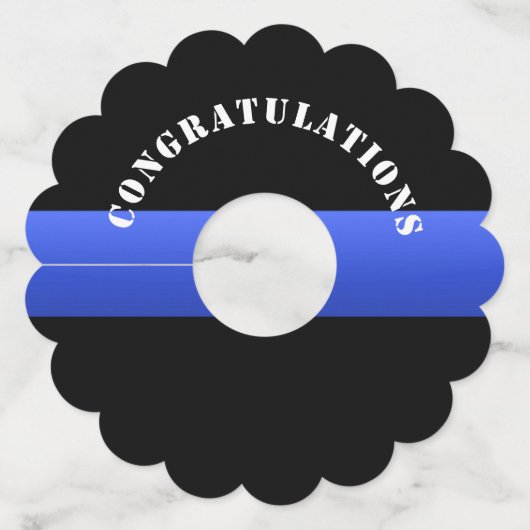 Thin Blue Line Gefeliciteerd politiethema Wijnglaslabel (Voorkant)