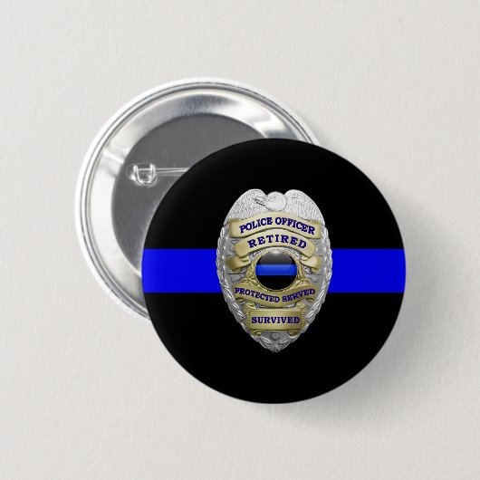 Thin Blue Line Gepensioneerd Badge Medallion Butto Ronde Button 5,7 Cm (Voorkant /achterkant)