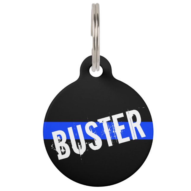 Thin Blue Line Gepersonaliseerd huisnaam Huisdierpenning (Voorkant)
