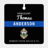 Thin Blue Line gepersonaliseerde Logo politieagent Metalen Ornament (Achterkant)