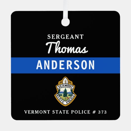 Thin Blue Line gepersonaliseerde Logo politieagent Metalen Ornament (Voorkant)