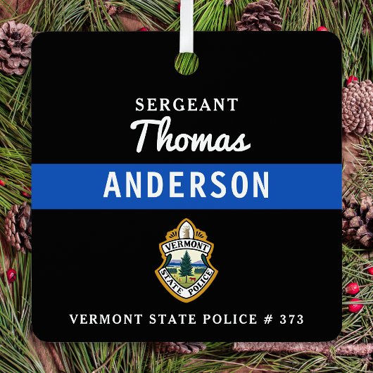 Thin Blue Line gepersonaliseerde Logo politieagent Metalen Ornament