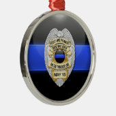 Thin Blue Line Ggloed Button & Badge Metalen Ornament (Rechts)