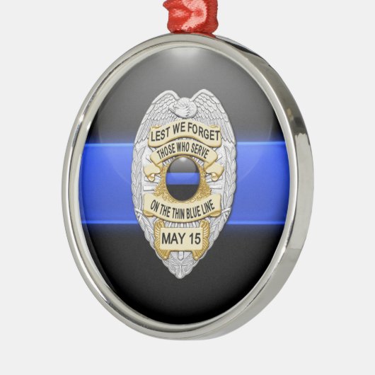 Thin Blue Line Ggloed Button & Badge Metalen Ornament (Links)