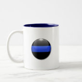 Thin Blue Line Ggloed Button & Gold Badge Tweekleurige Koffiemok (Links)