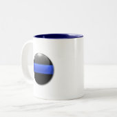 Thin Blue Line Ggloed Button & Gold Badge Tweekleurige Koffiemok (Voorkant links)